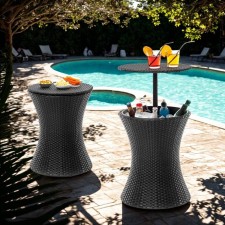 Table bar glacière de jardin 3 en 1 - Détente rafraichissante au bord de la piscine